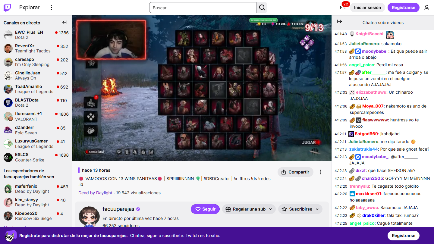 facuuparejas using a Mayogui killer board overlay on Twitch